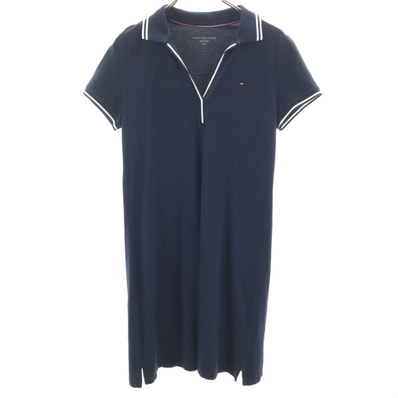 TOMMY HILFIGER トミーヒルフィガー 半袖 ポロ ワンピース S ネイビー