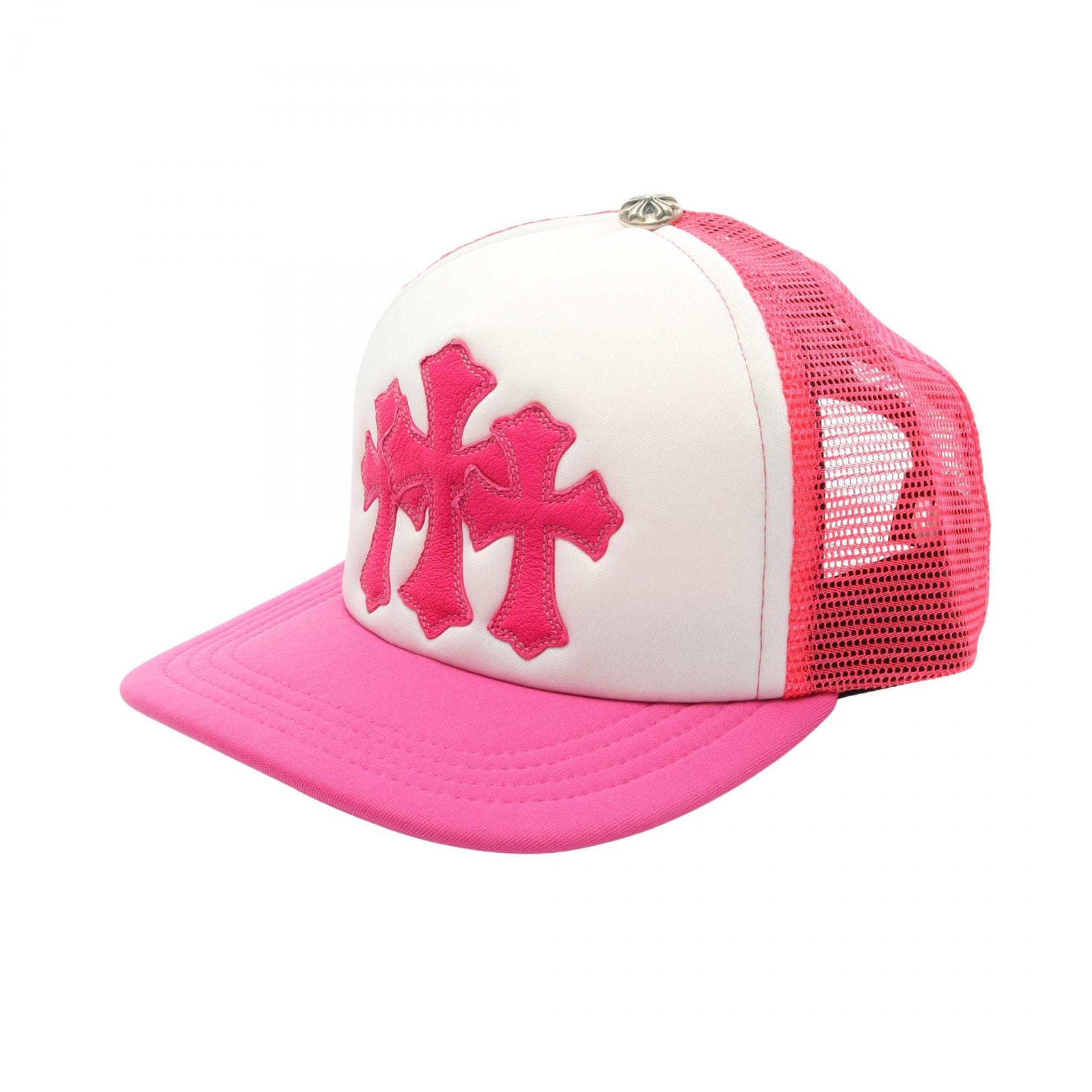 Chrome Hearts 3 Cemetery Cross Patch Trucker Hat "Pink"
