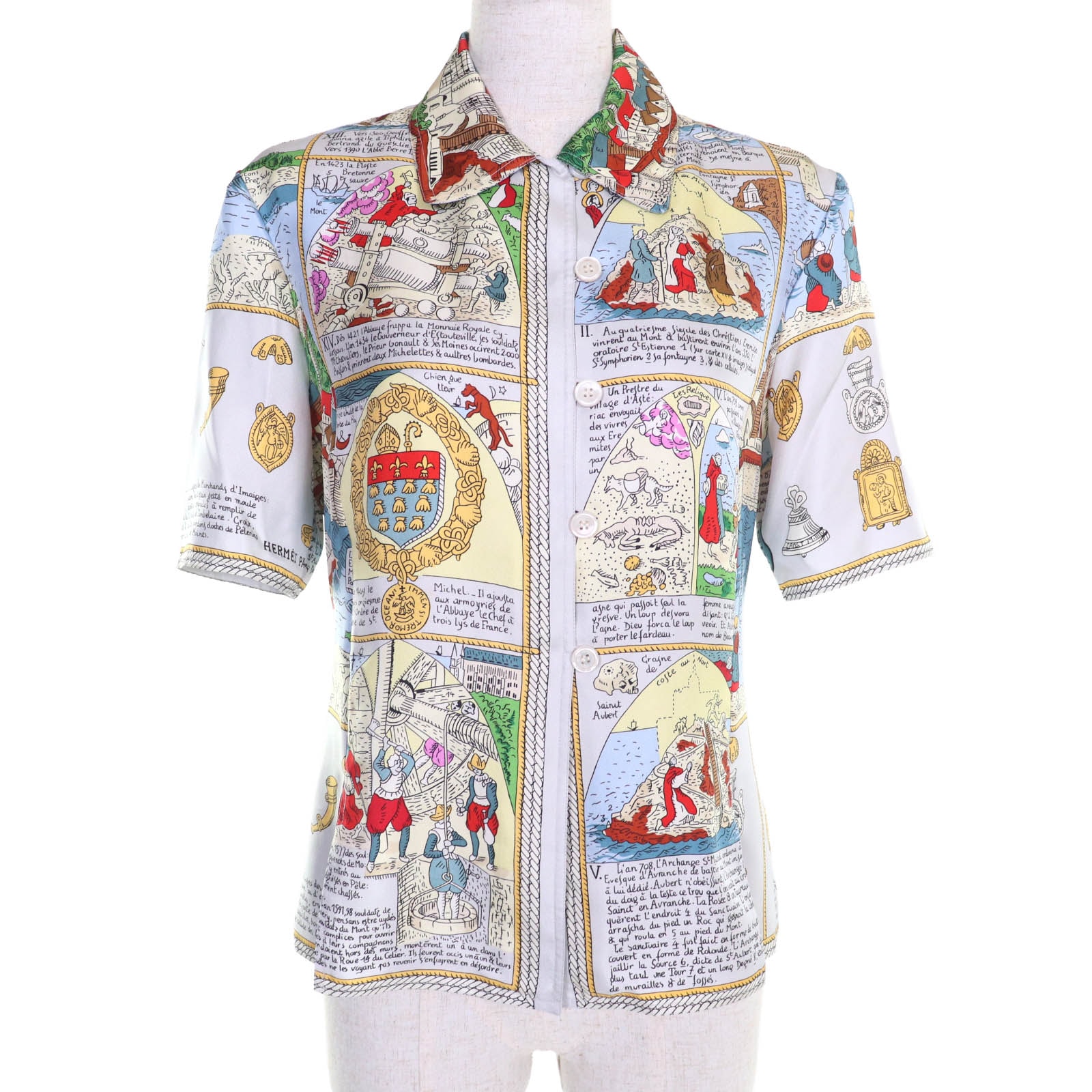 極美品 エルメス 半袖シャツ モンサンミッシェル 38