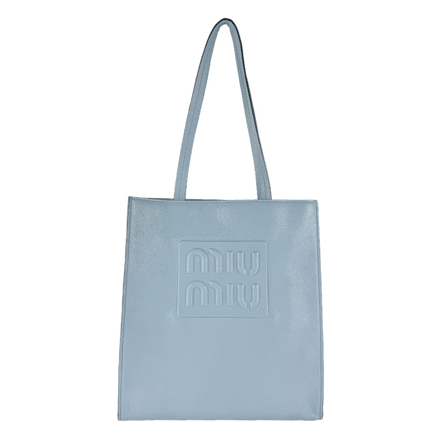 ミュウミュウ MIUMIU ショルダーバッグ トートバッグ 2Wayバッグ マドラス レザー ブルー ゴールド レディース【中古】 z9569
