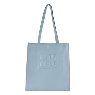 ミュウミュウ MIUMIU ショルダーバッグ トートバッグ 2Wayバッグ マドラス レザー ブルー ゴールド レディース【中古】 z9569