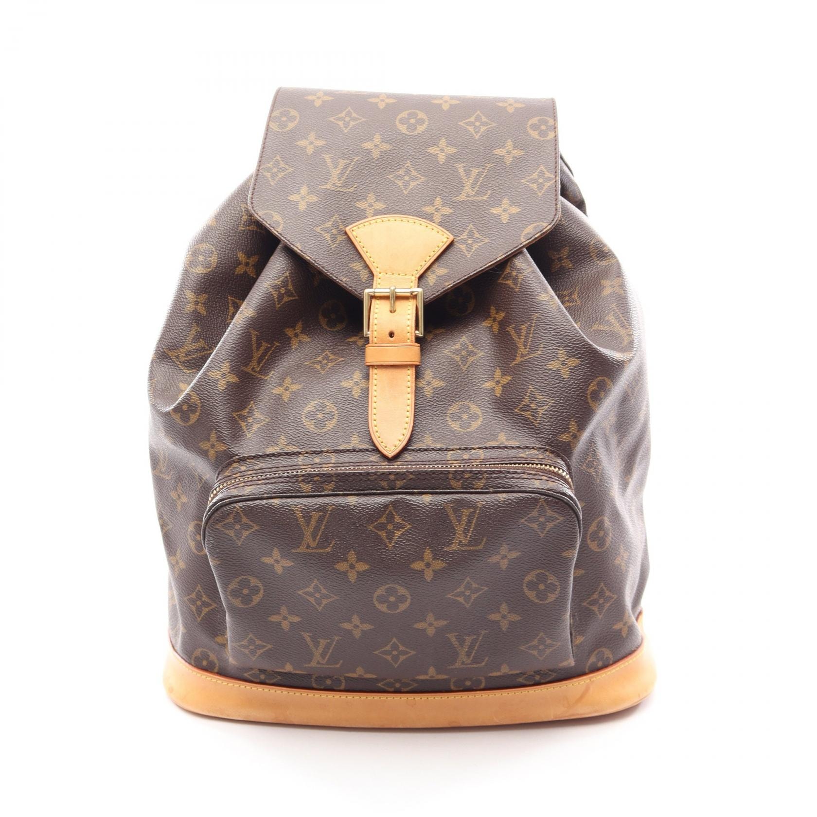 ルイ・ヴィトン LOUIS VUITTON モンスリGM モノグラム リュックサック バックパック バッグ PVCコーティングキャンバス レザー モノグラム レディース ブラウン系 M51135 【中古】