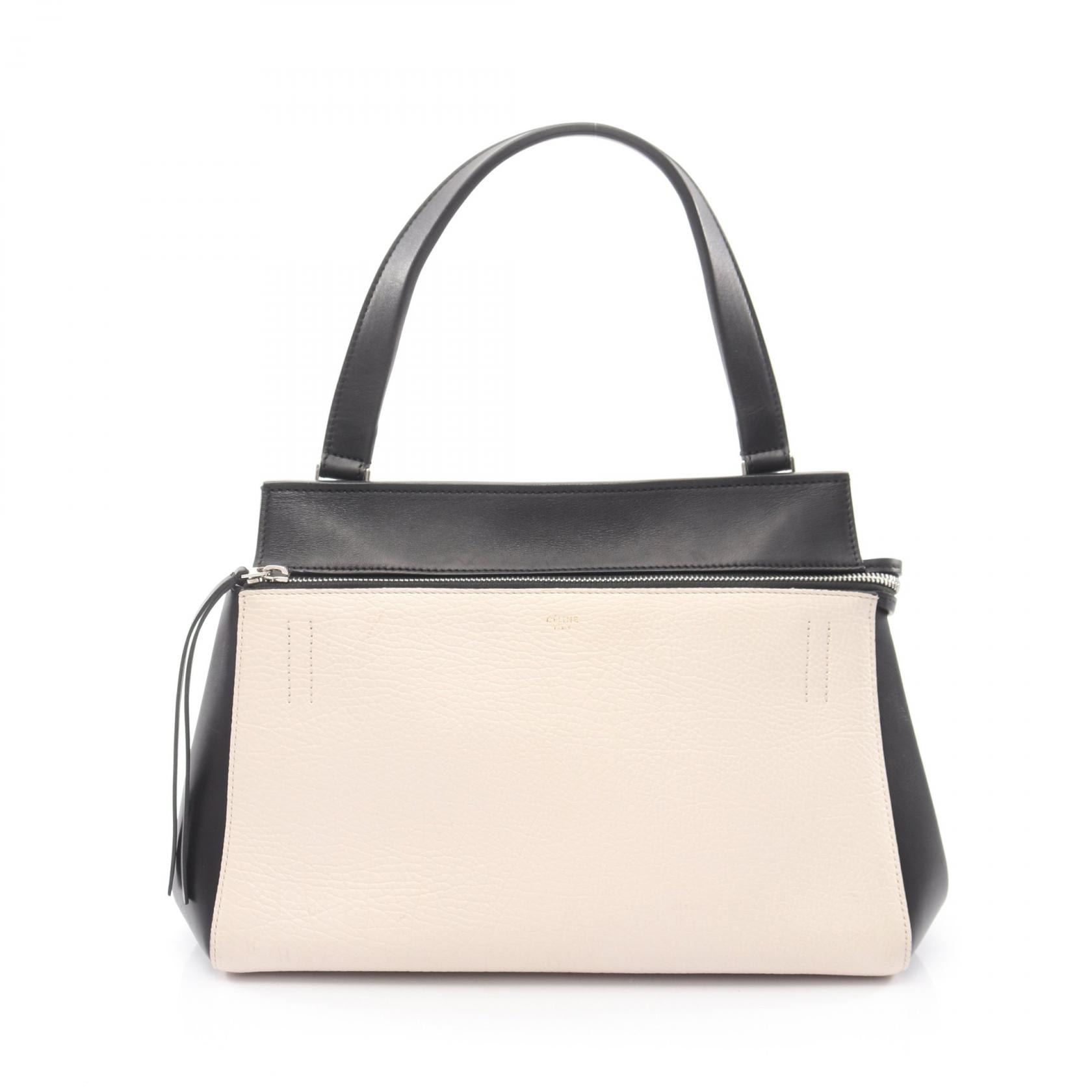 セリーヌ CELINE EDGE エッジ スモール ハンドバッグ バッグ レザー レディース ブラック系 / ホワイト系 174013 【中古】