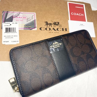 【新品、箱付き】COACH コーチ 長財布 シネグチャー ブラウン ブラック