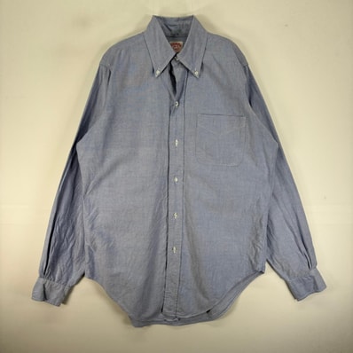 古着 60's/60年代 ヴィンテージ ブルックスブラザーズ Brooks Brothers 長袖シャツ ボタンダウン 6ボタン S ブルー系 無地 メンズ