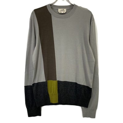 エルメス グレー H467035HA カシミヤシルク クルーネックニット L