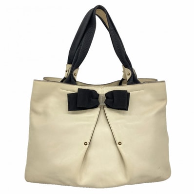 【6dd4925】サルヴァトーレフェラガモ トートバッグ ヴァラ レザー ベージュ ブラック ゴールド金具【中古】レディース