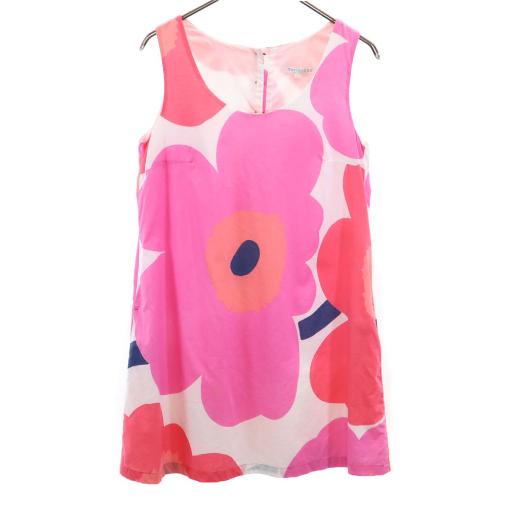 marimekko マリメッコ 花柄 ノースリーブ ミニワンピース 36 ピンク系