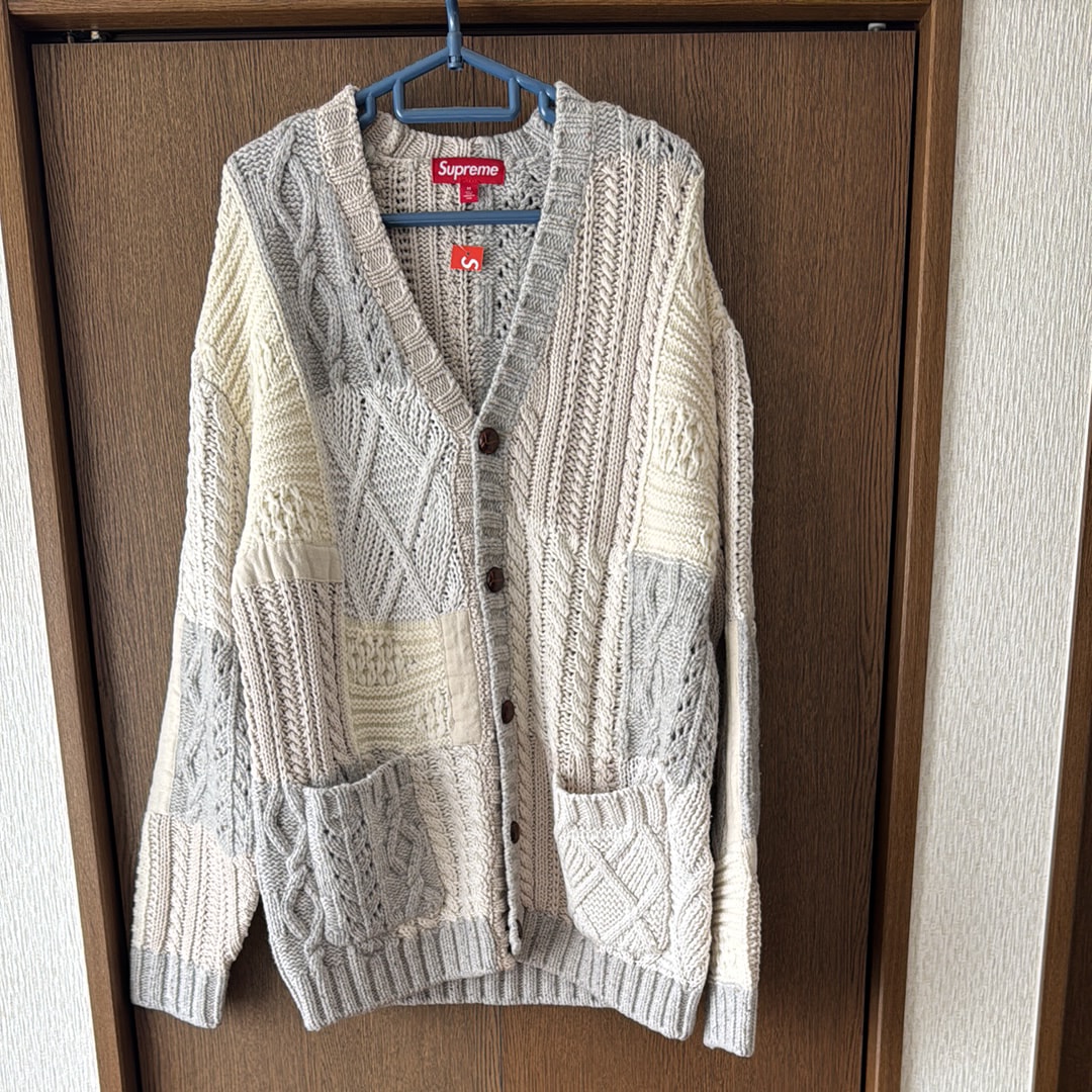 Supreme Patchwork Cable Knit Cardigan "Ivory"