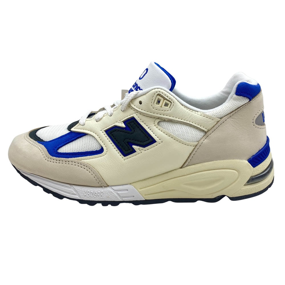 NEW BALANCE ニューバランス スニーカー 22AW M990WB2 USA製 990 V2 White Navy ホワイト ネイビー ローカット スニーカー ベージュ系 26.5cm【新古品】【未使用】【中古】