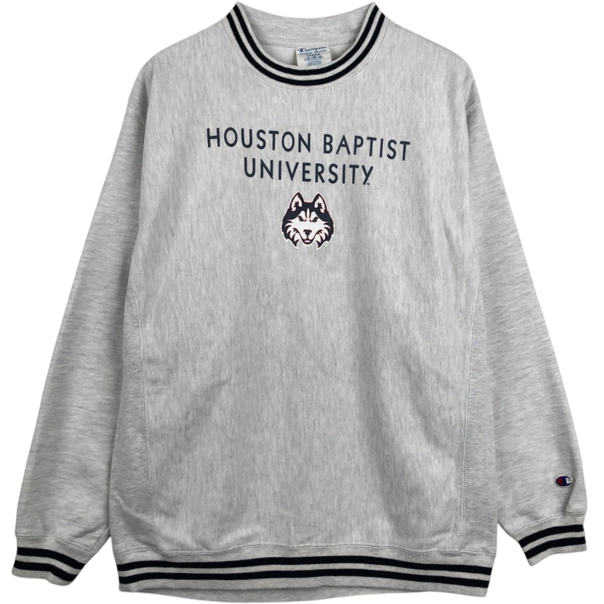 古着 00年代 チャンピオン Champion REVERSE WEAVE リバースウィーブ Houston Baptist University カレッジ キャラクタースウェットシャツ トレーナー メンズL相当 3連プリント/eaa680118