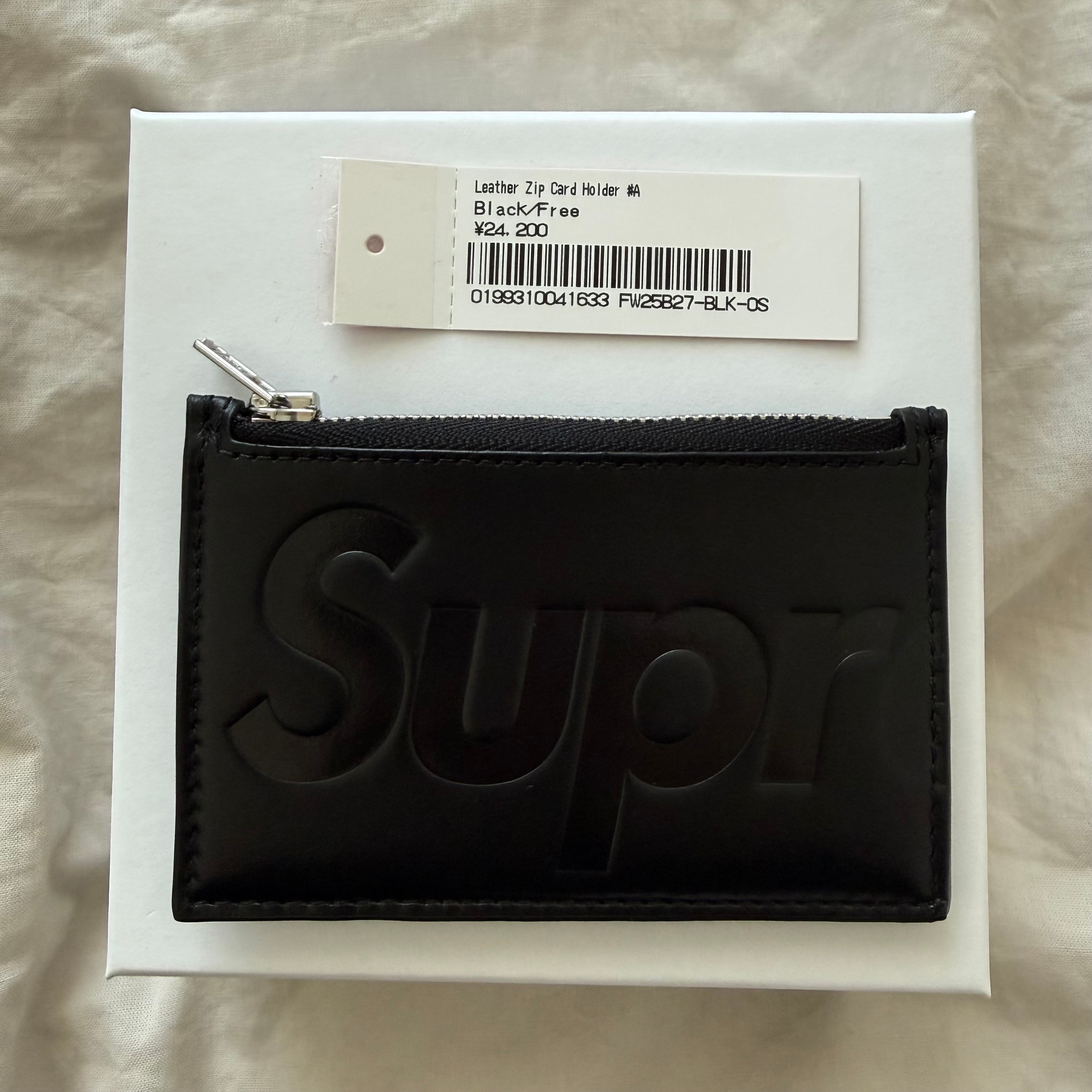 Supreme Leather Zip Card Holder (25SS) "Black"