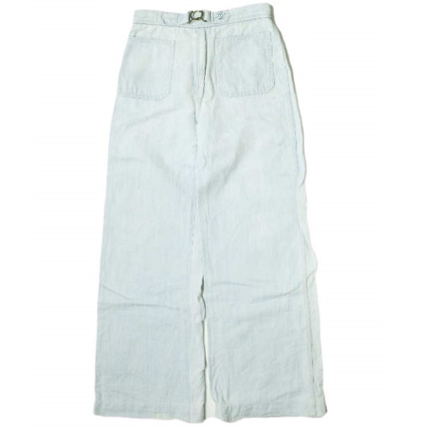 POLO RALPH LAUREN ポロ・ラルフローレン Margery ワイドレッグジーンズ 211838078001 25 Indigo インターロックベルト 綿麻 デニムパンツ ボトムス g18257