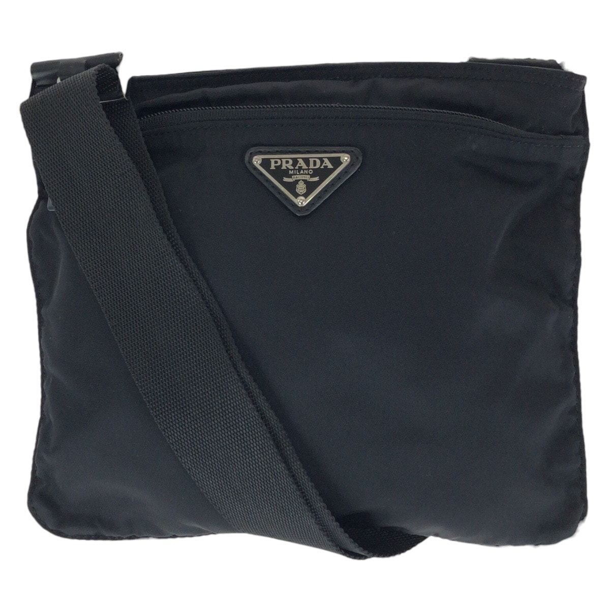 美品 PRADA プラダ テスート 三角ロゴプレート ブラック 黒 シルバー金具 ナイロン ショルダーバッグ 602300 【中古】