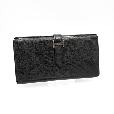 HERMES(エルメス)ベアンスフレ ヴィンテージ 長財布 Hクラスプ ブラック レザー シルバー金具 レディース【中古】