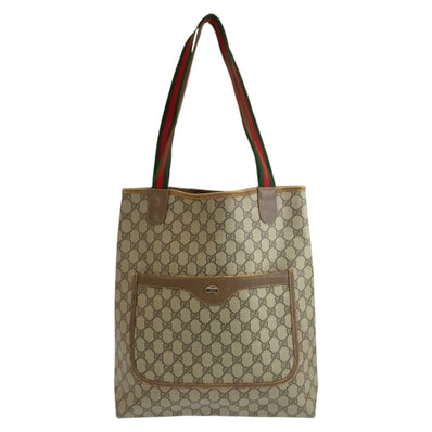 GUCCI グッチ ヴィンテージ シェリーライン ベージュ ブラウン GGスプリームキャンバス トートバッグ ショルダーバッグ 604644 【中古】