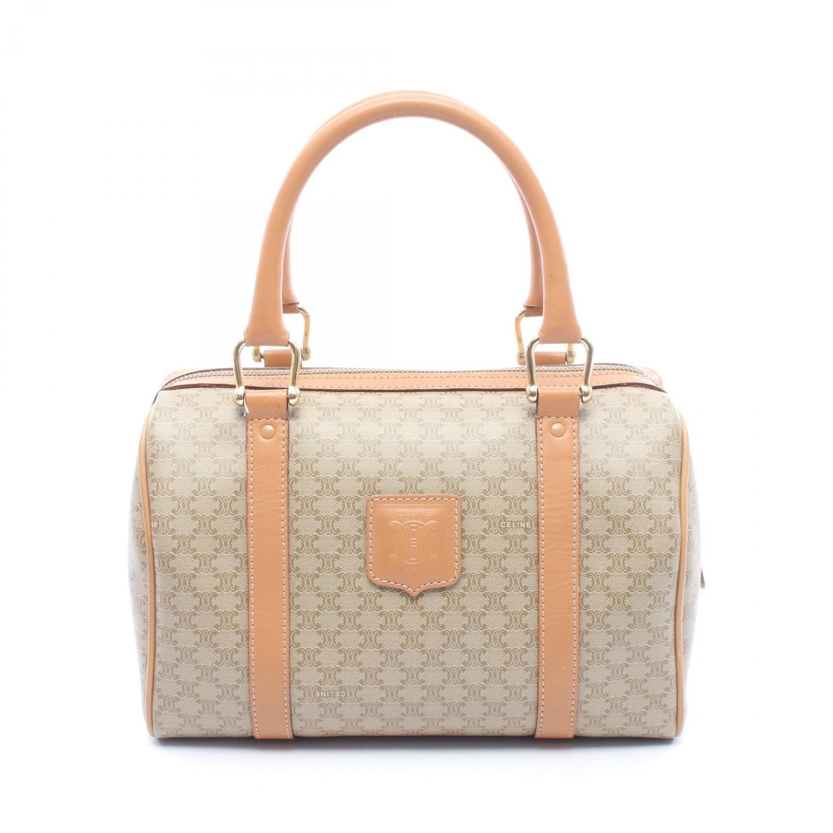 セリーヌ CELINE マカダム ハンドバッグ バッグ PVCコーティングキャンバス レザー レディース ベージュ系 / ブラウン系 【中古】