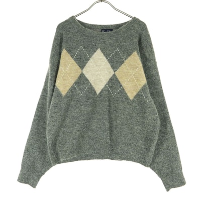 美品 GAP ギャップ アーガイル柄 長袖 丸襟 セーター M グレー