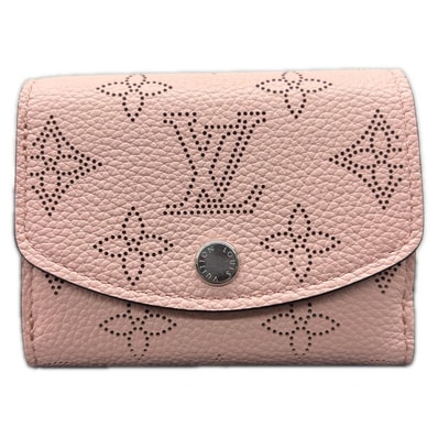 LOUIS VUITTON 極美品 ルイヴィトン ポルトフォイユ イリスXS モノグラムマヒナ マグノリア 三つ折り財布 M67499 レザー RFID確認済 ピンク ※イニシャル刻印 ミニ LV Aランク 中古 鑑定済 ヴィトン財布