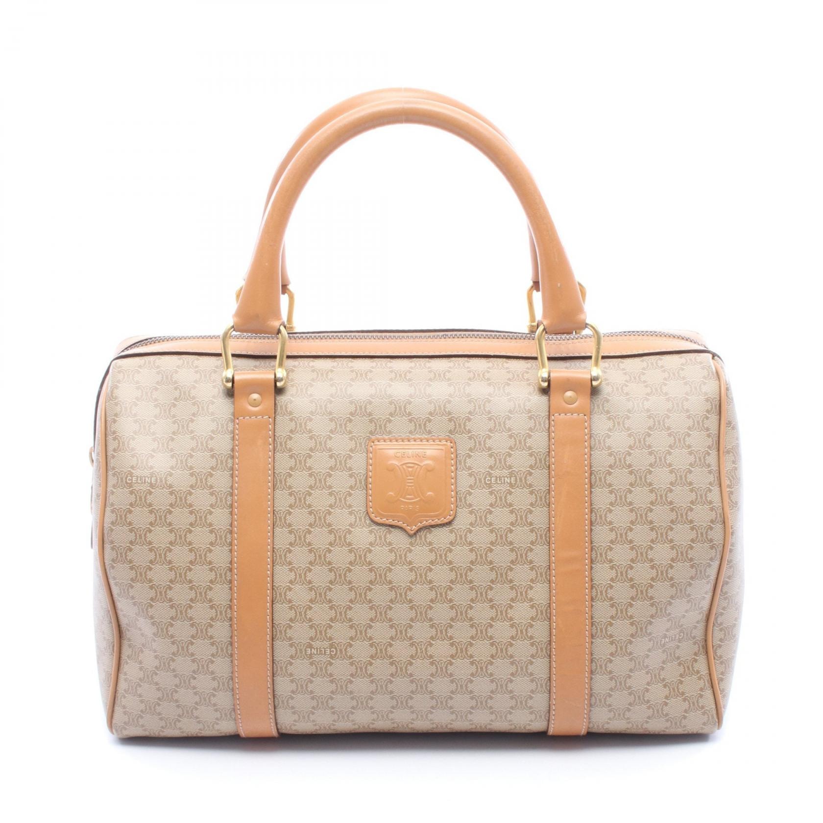 セリーヌ CELINE マカダム ハンドバッグ バッグ PVCコーティングキャンバス レザー レディース ベージュ系 / ブラウン系 【中古】