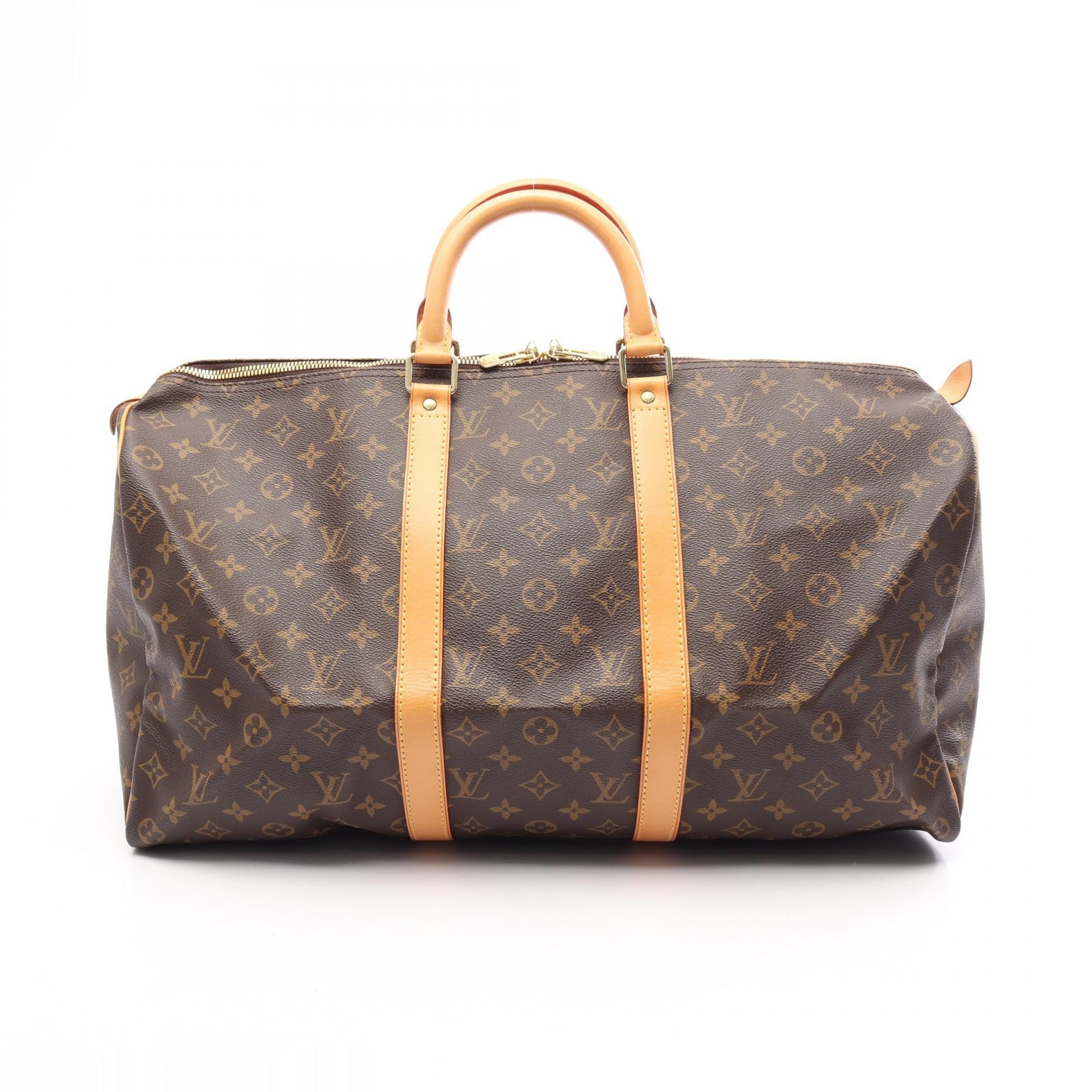 ルイ・ヴィトン LOUIS VUITTON キーポル50 ボストンバッグ バッグ PVCコーティングキャンバス レザー モノグラム メンズ レディース ブラウン系 M41426 【中古】