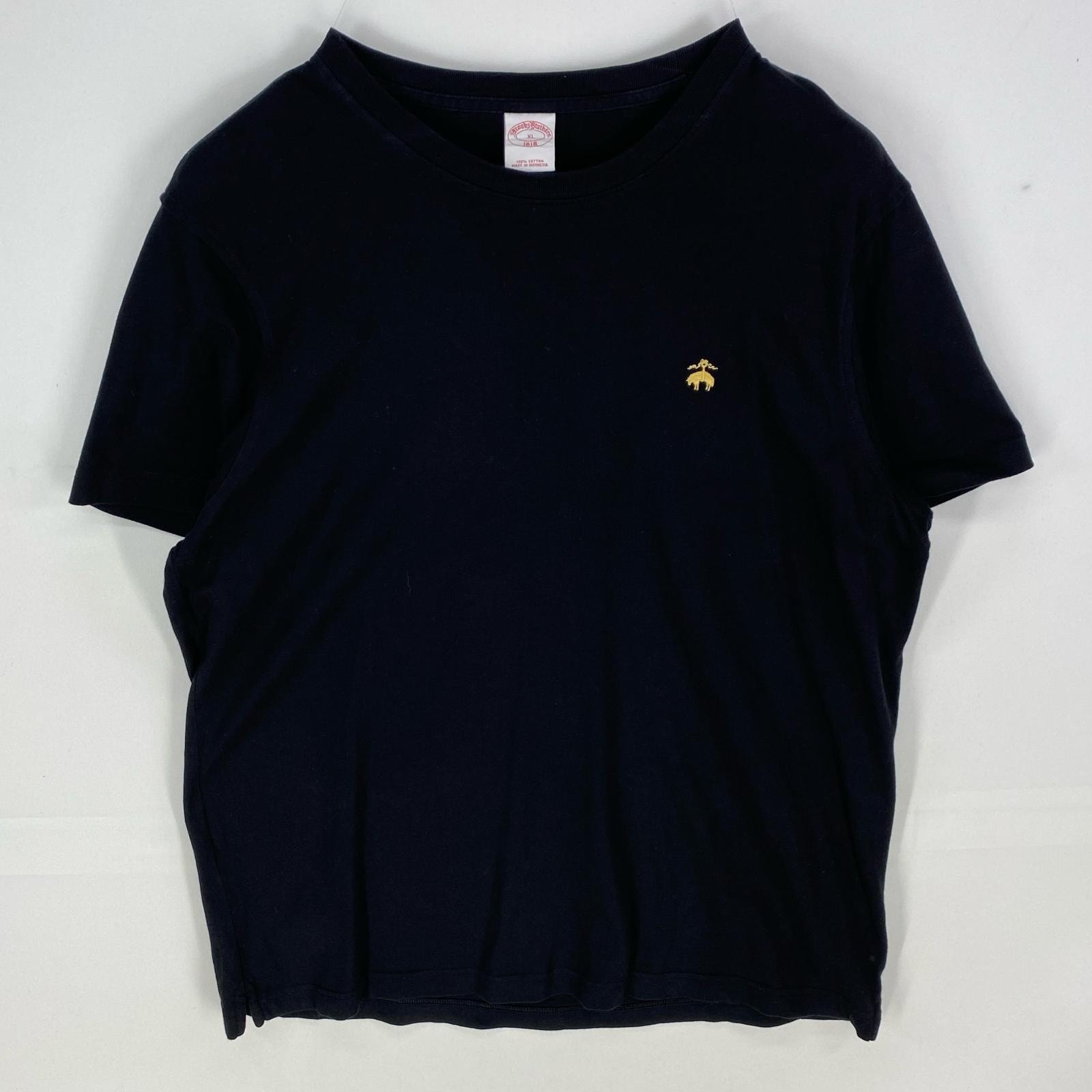 古着 ブルックスブラザーズ Brooks Brothers 半袖Tシャツ ワンポイント クルーネック ロゴ刺繍 XL ブラック系 メンズ