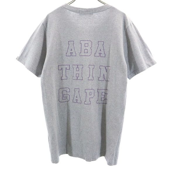 A BATHING APE アベイシングエイプ 日本製 バックプリント 半袖 Tシャツ M グレー系