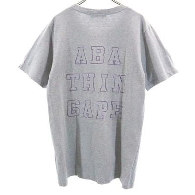 A BATHING APE アベイシングエイプ 日本製 バックプリント 半袖 Tシャツ M グレー系