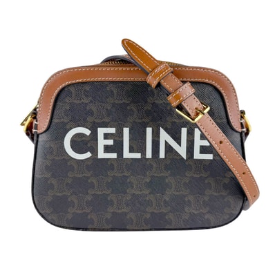 セリーヌ CELINE ショルダーバッグ トリオンフ スモール カメラバッグ PVC/レザー ブラウン レディース【中古】 z9605