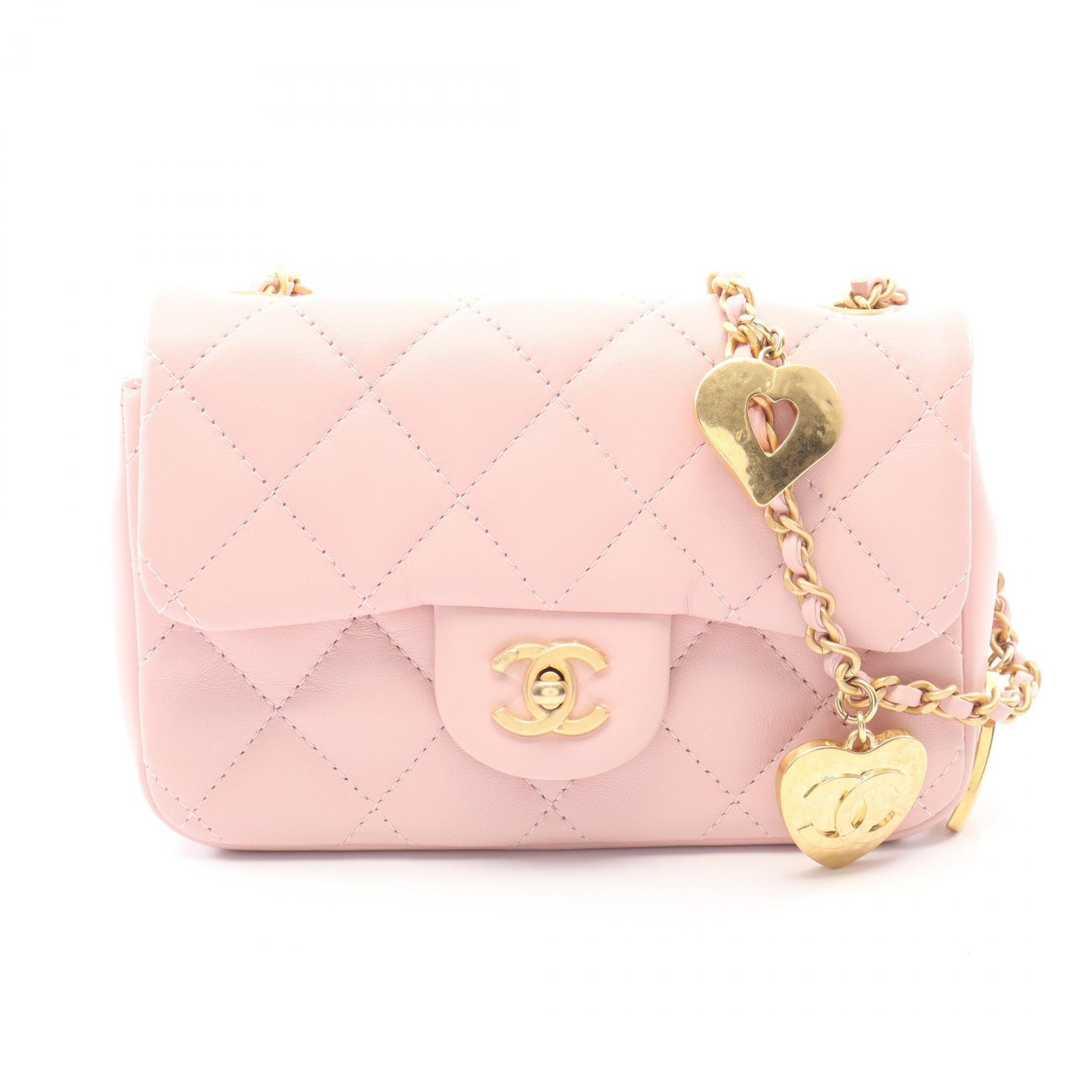 シャネル CHANEL ミニマトラッセ ショルダーバッグ バッグ ラムスキン(羊革) レディース ピンク系 AS3456 【中古】