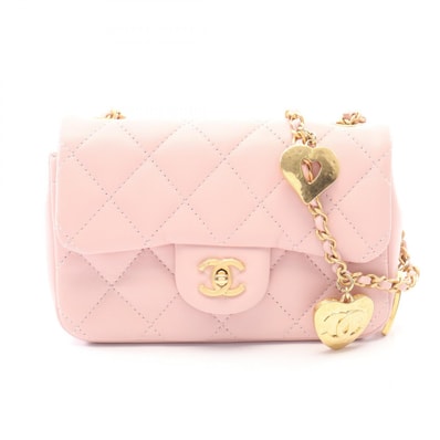 シャネル CHANEL ミニマトラッセ ショルダーバッグ バッグ ラムスキン(羊革) レディース ピンク系 AS3456 【中古】