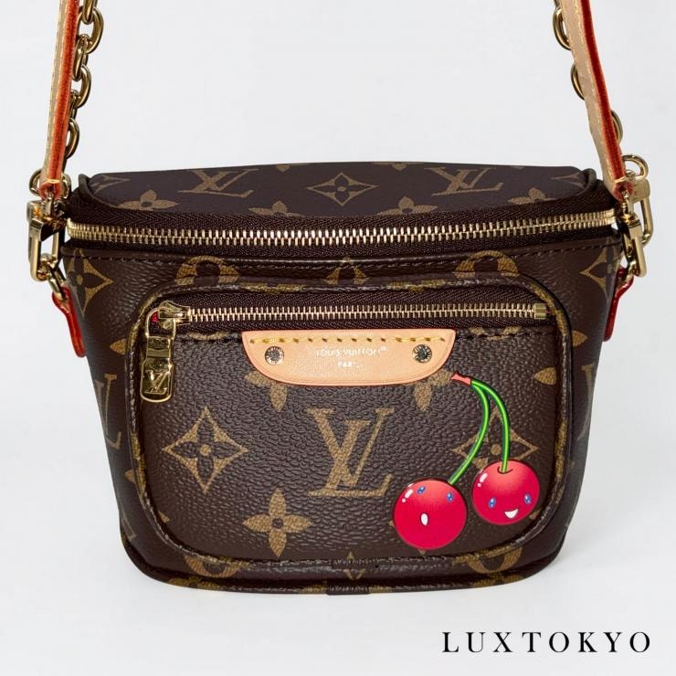 LOUIS VUITTON ルイ・ヴィトン 村上隆 モノグラム ミニ バムバッグ ショルダー M13449 ブラウン RFID反応有 ★極美品★ ★箱、袋付★