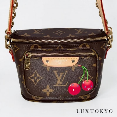 LOUIS VUITTON ルイ・ヴィトン 村上隆 モノグラム ミニ バムバッグ ショルダー M13449 ブラウン RFID反応有 ★極美品★ ★箱、袋付★