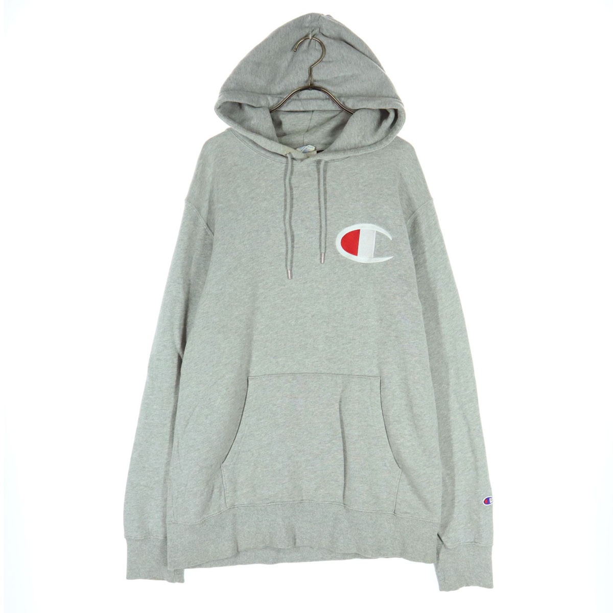 Champion チャンピオン ワンポイントロゴ 長袖 パーカー L グレー