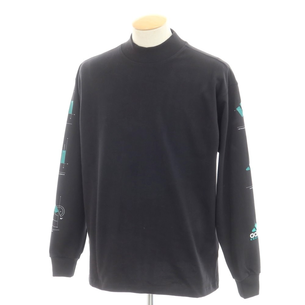 【中古】アディダス adidas コットン モックネック 長袖Tシャツ ブラック【サイズXS】【メンズ】