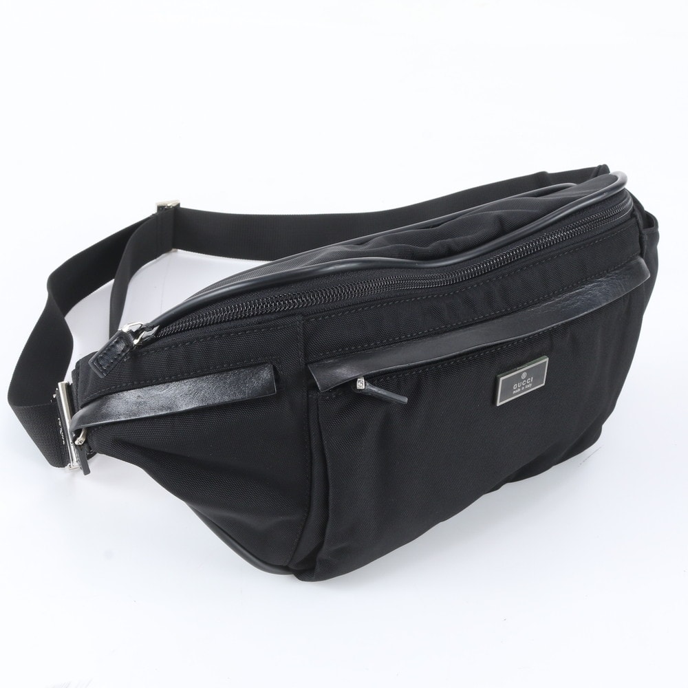 ■極美品 グッチ013 1609 ボディバッグ レザー×ナイロン