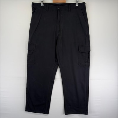 古着 ディッキーズ Dickies パンツ ワークパンツ ジッパーフライ サイドポケット カーゴパンツ ワンポロゴ w38 L32 ブラック系 メンズ