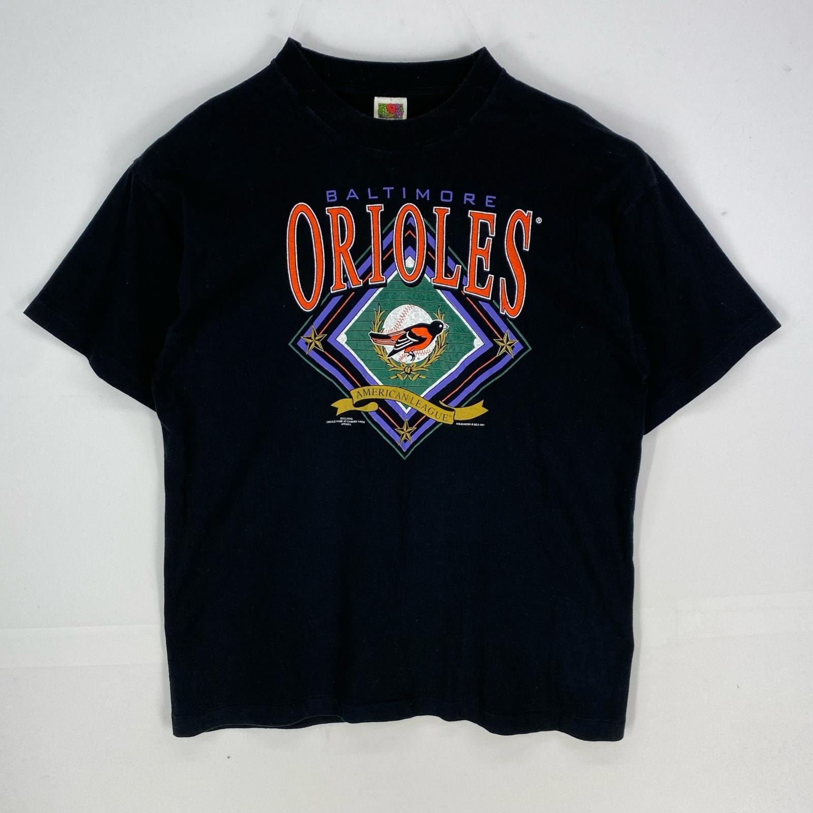 古着 90's/90年代 フルーツオブザルーム FRUIT OF THE LOOM 半袖Tシャツ クルーネック ORIOLES コピーライト XL ブラック系 メンズ