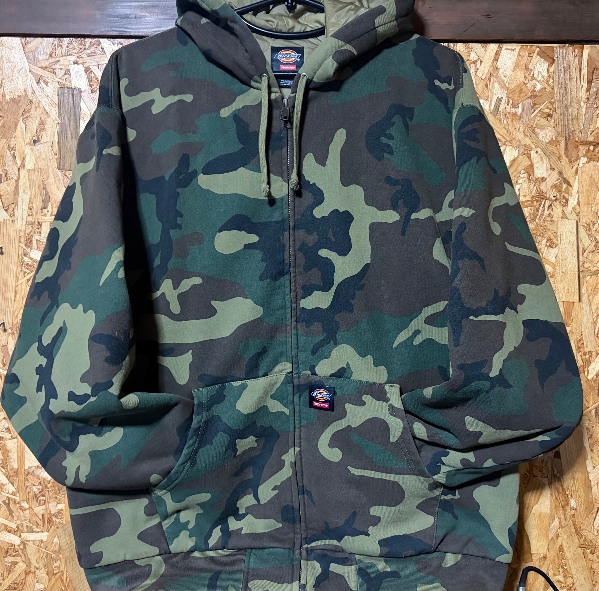 Supreme x Dickies Quilted Lined Zip Up Hooded Sweatshirt "Woodland Camo"
