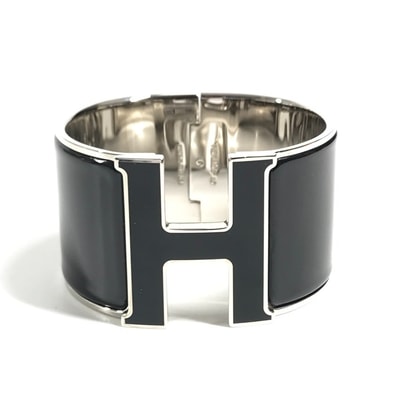 エルメス HERMES クリッククラック H TGM バングル アクセサリー ブレスレット メタル ブラック 美品