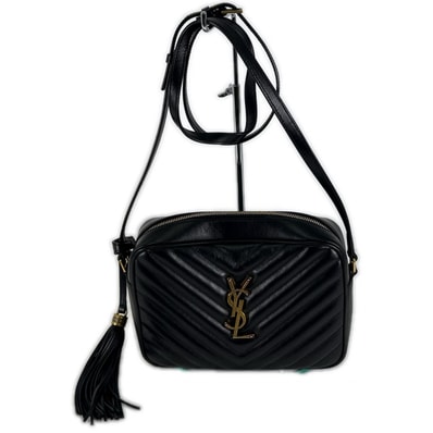 美品 SAINT LAURENT サンローラン 612544 バッグ ルー キルティング カメラバッグ ファッション小物 ブラック ゴールド レザー ARS612544・0322 レディース