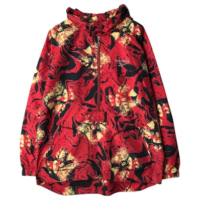 古着 90年代 リーボック Reebok 総柄 幾何学柄 ハーフジップ ウインドブレーカー メンズL相当 ヴィンテージ/eaa606681