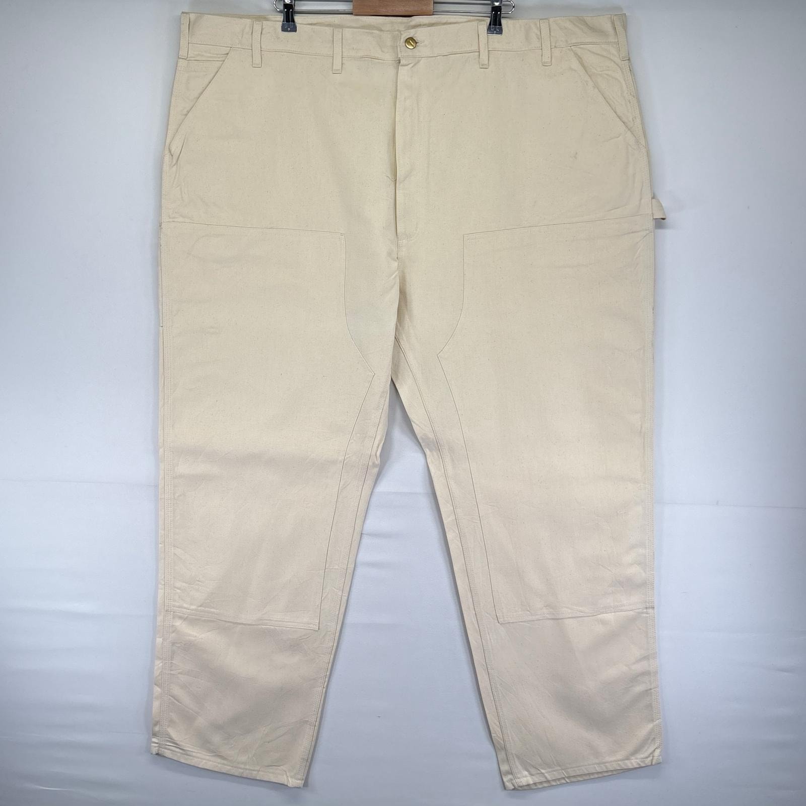 古着 デッドストック カーハート Carhartt USA製 ダック パンツ ペインター ダブルニー 大きいサイズ W50 L32  ホワイト系 メンズ