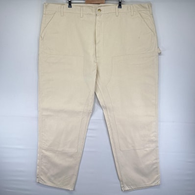 古着 デッドストック カーハート Carhartt USA製 ダック パンツ ペインター ダブルニー 大きいサイズ W50 L32 ホワイト系 メンズ