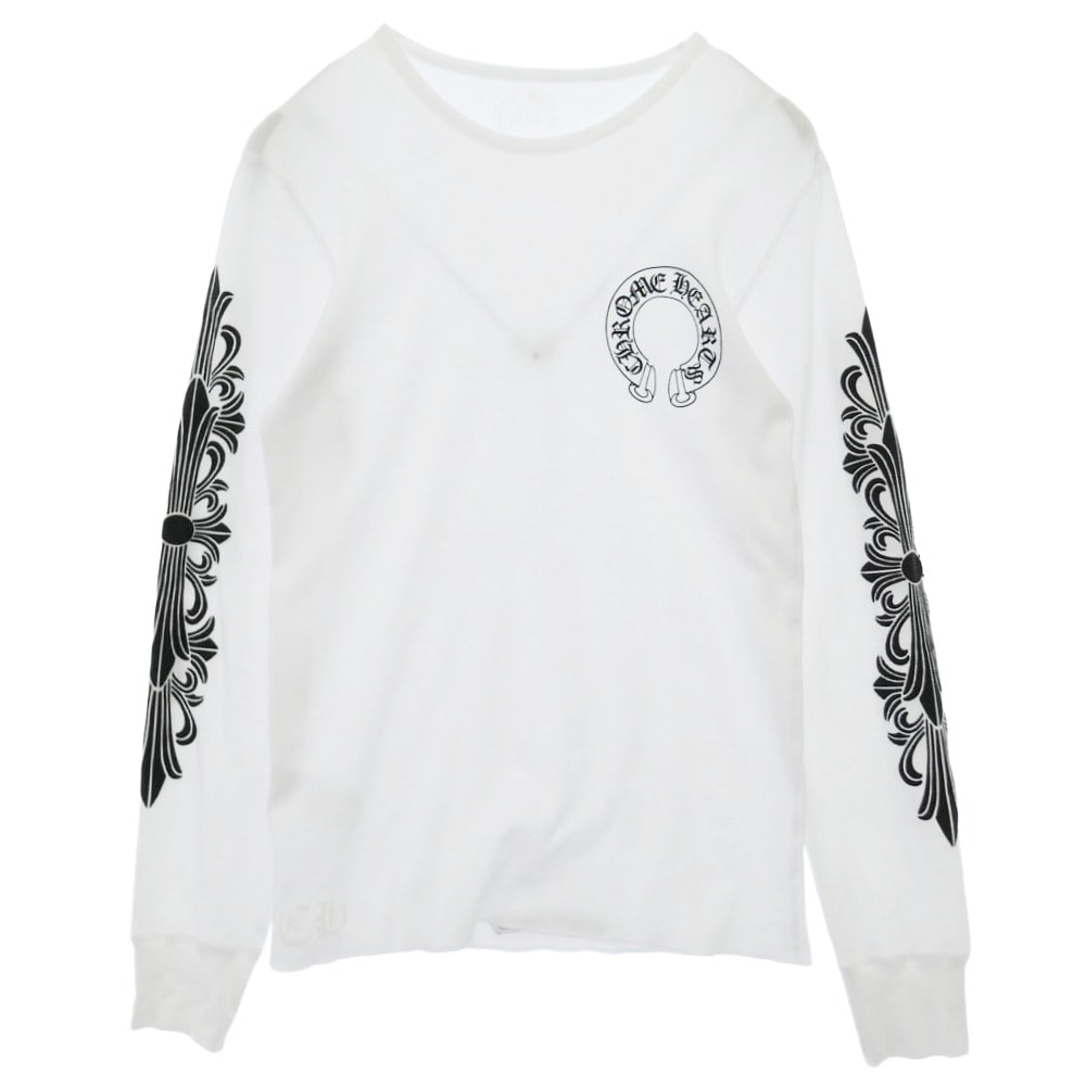 Chrome Hearts Horseshoe Floral Sleeve Waffle Thermal Shirt "White"