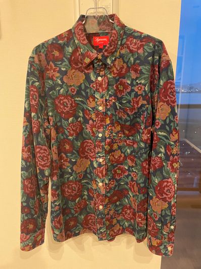 Supreme Digi Floral Corduroy Shirt "Navy"