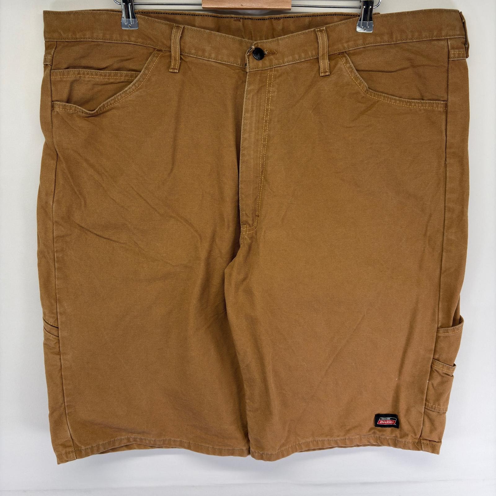 古着 ディッキーズ Dickies ダック パンツ ペインター ワーク ハーフ ショート ジップ ワンポイントロゴ w44  ブラウン系 メンズ