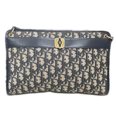 Christian Dior クリスチャンディオール ショルダーバッグ レディース ゴールド金具 トロッター ネイビー×グレー