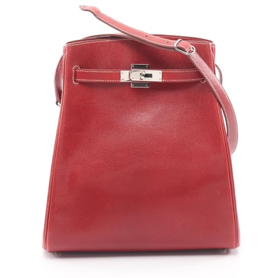 エルメス HERMES ケリースポーツMM ルージュモワイヤン ショルダーバッグ バッグ レザー クシュベル ルージュモワイヤン □E刻印(2001年製造) レディース レッド系 【中古】