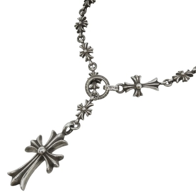 Chrome Hearts Tiny E CH Plus Necklace w/ Tiny CH Cross 60cm (24inch) "Silver"